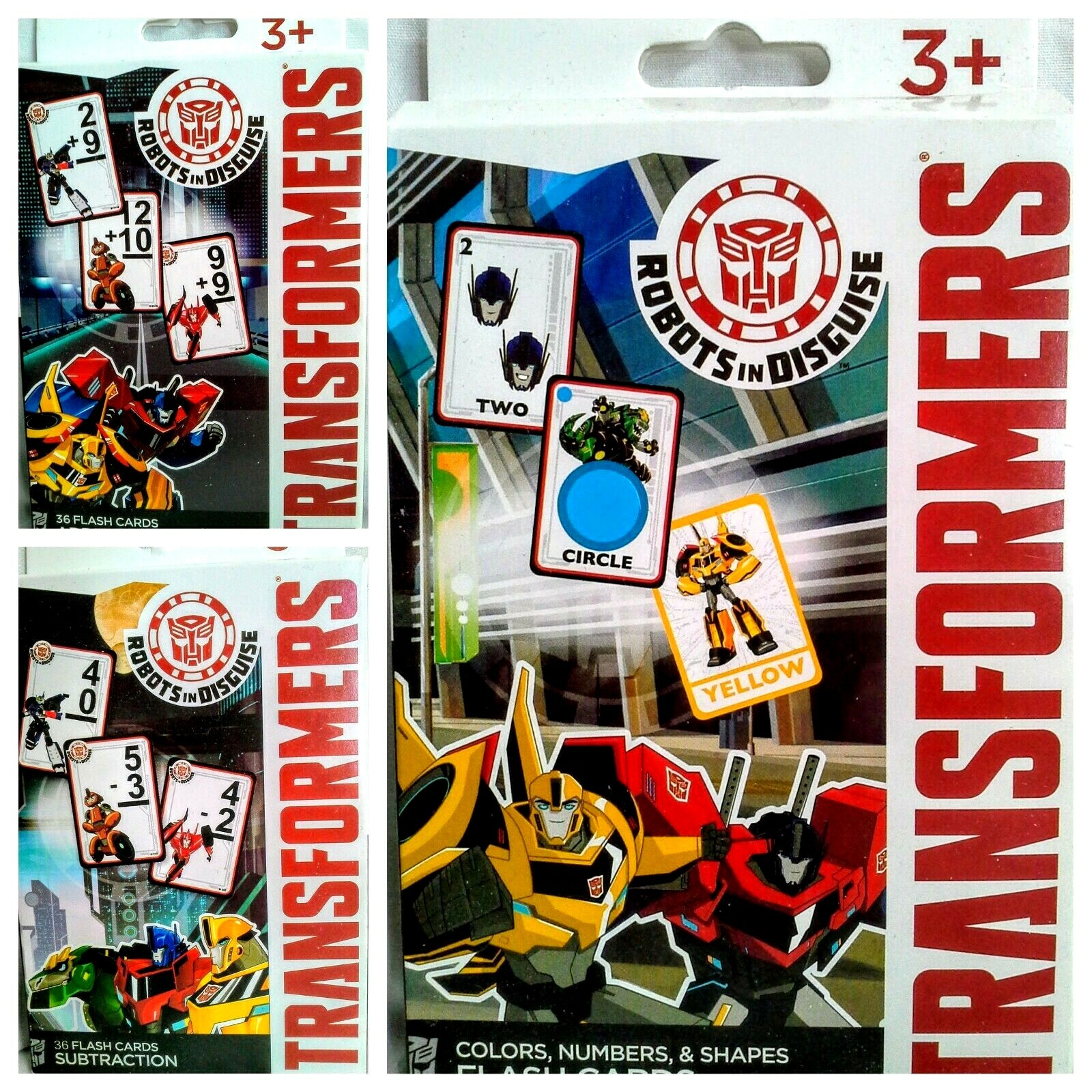 Transformers Flash Cards Add, Subtract, Colors, Numbers & Shapes CHOICE – 3 NEW!