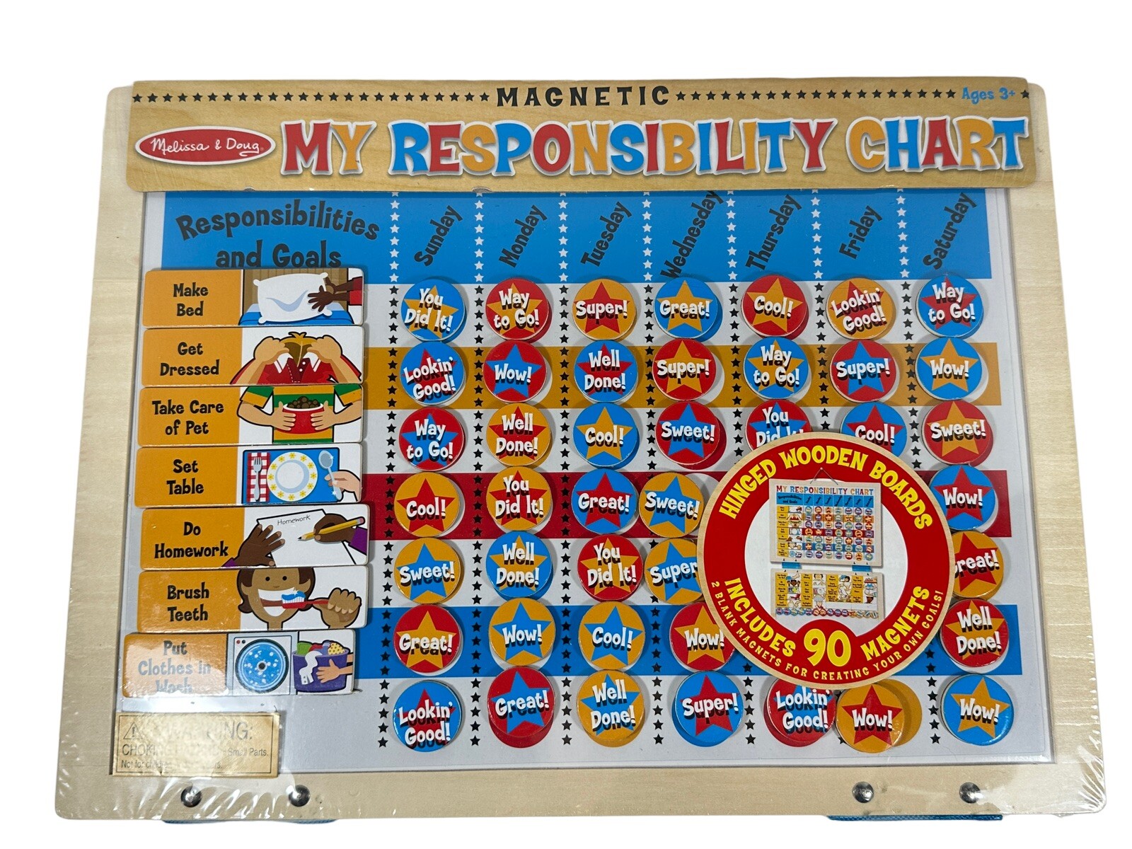 Melissa & Doug NEW My Responsibility Chart Magnetic 90 Magnets FACTORY SEALED