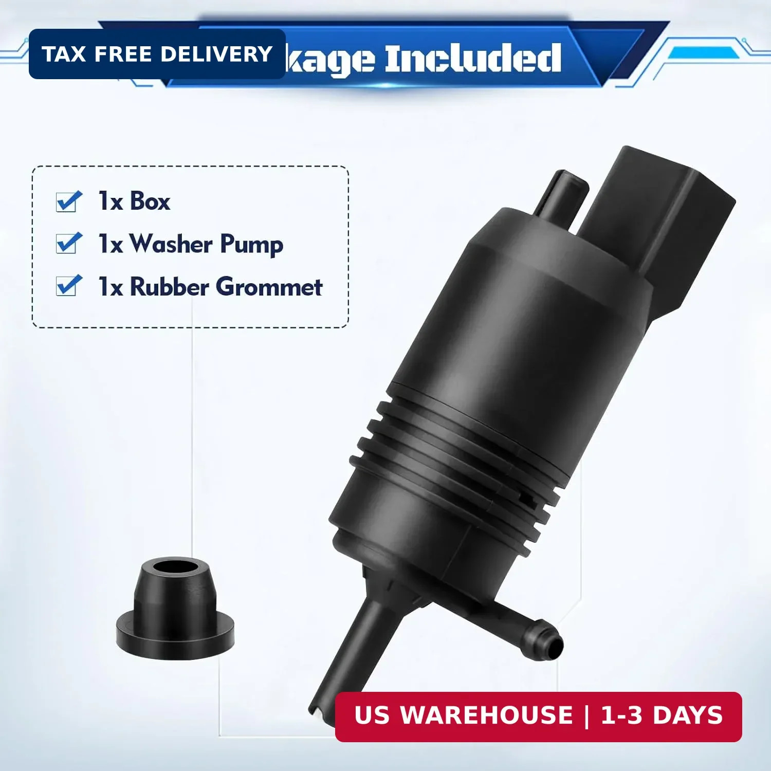 Windshield Washer Pump w/Grommet, Replacement for Chevrolet Silverado Corvette B