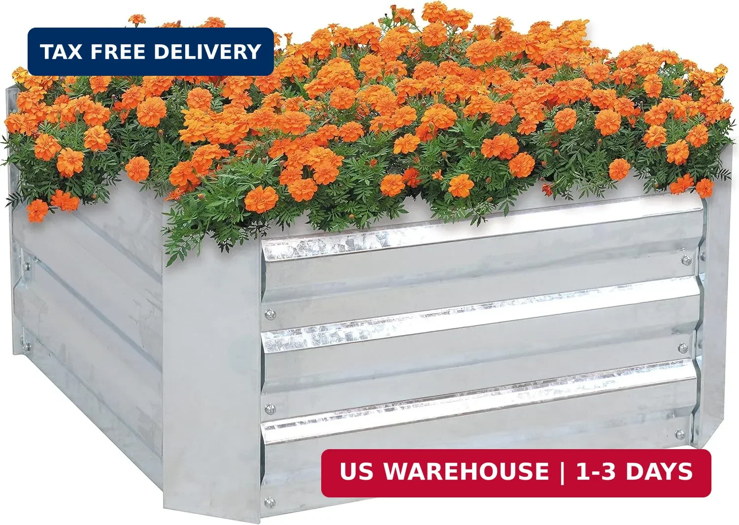 Sunnydaze Galvanized Raised Garden Bed Kit – 2x2x1 ft Outdoor Raised Garden Bed