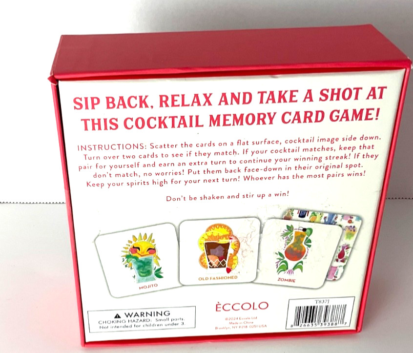 Matching Cocktail Game 52 Matching Cards 21 Years + Brand New