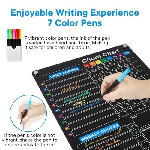 2-Pack Acrylic Magnetic Chore Chart Dry Erase Board for Kids and Family