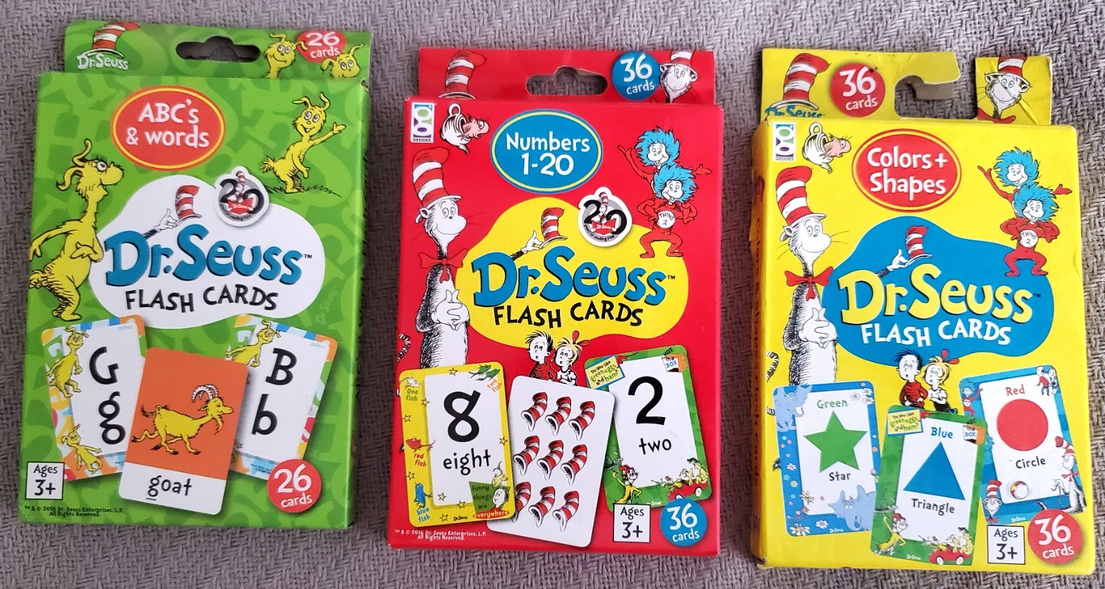 Dr. SEUSS ~ FLASH CARDS ~ ABC’s / NUMBERS / COLORS & SHAPES – KIDS ~ AGES 3+