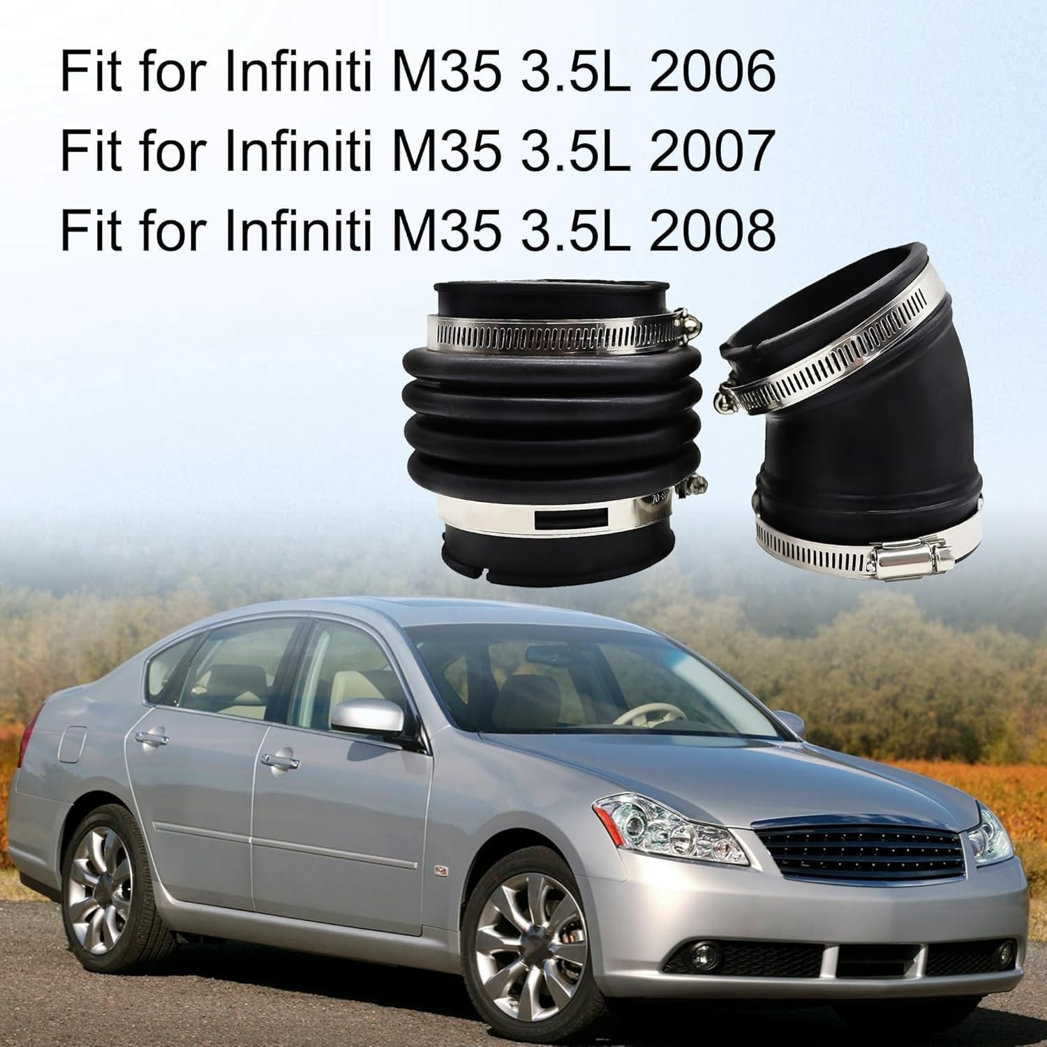 16576-EG00A 2 Pcs Air Intake Hose Fits for Infiniti M35 3.5L 2006 2007 2008 Infi
