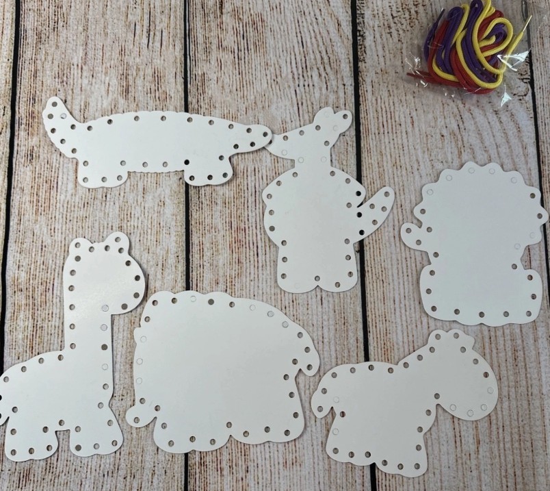 NEW 6 Zoo Animal Lacing Cards – Motor Skills/Learning Activity
