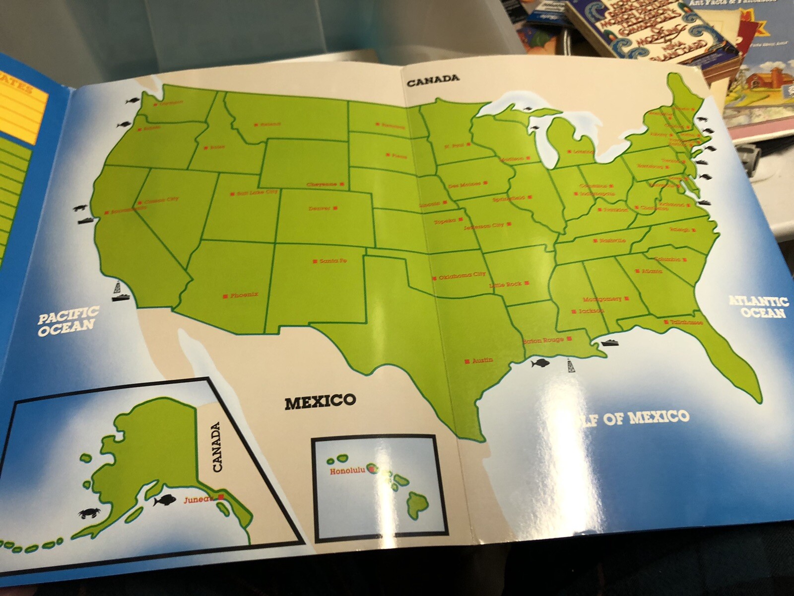 Discovery Toys USA Map and learning education travel fun Reusable 1985