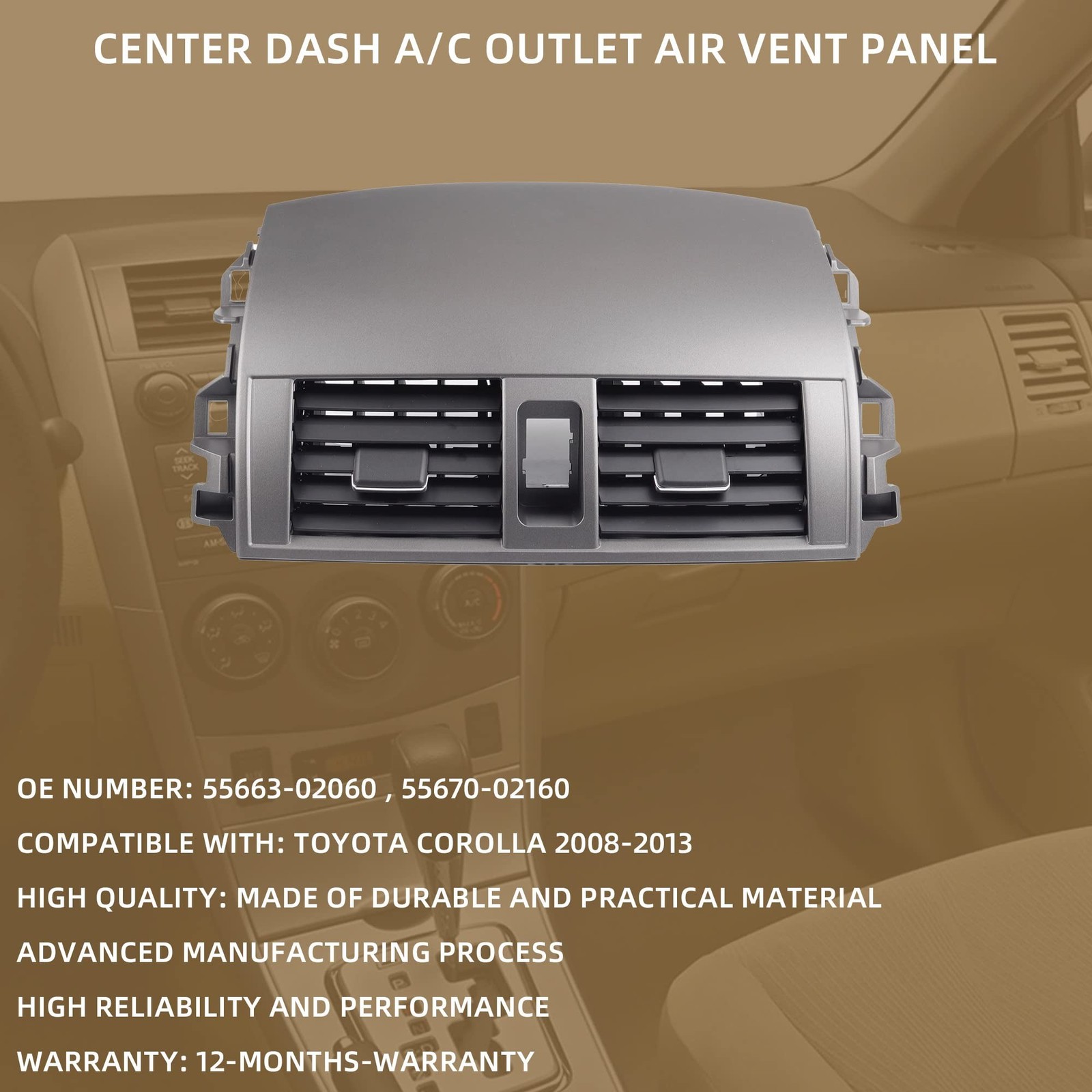 Dasbecan 55670-02160 Center Dash A/C Dashboard AC Air Vent Panel Console Trim…