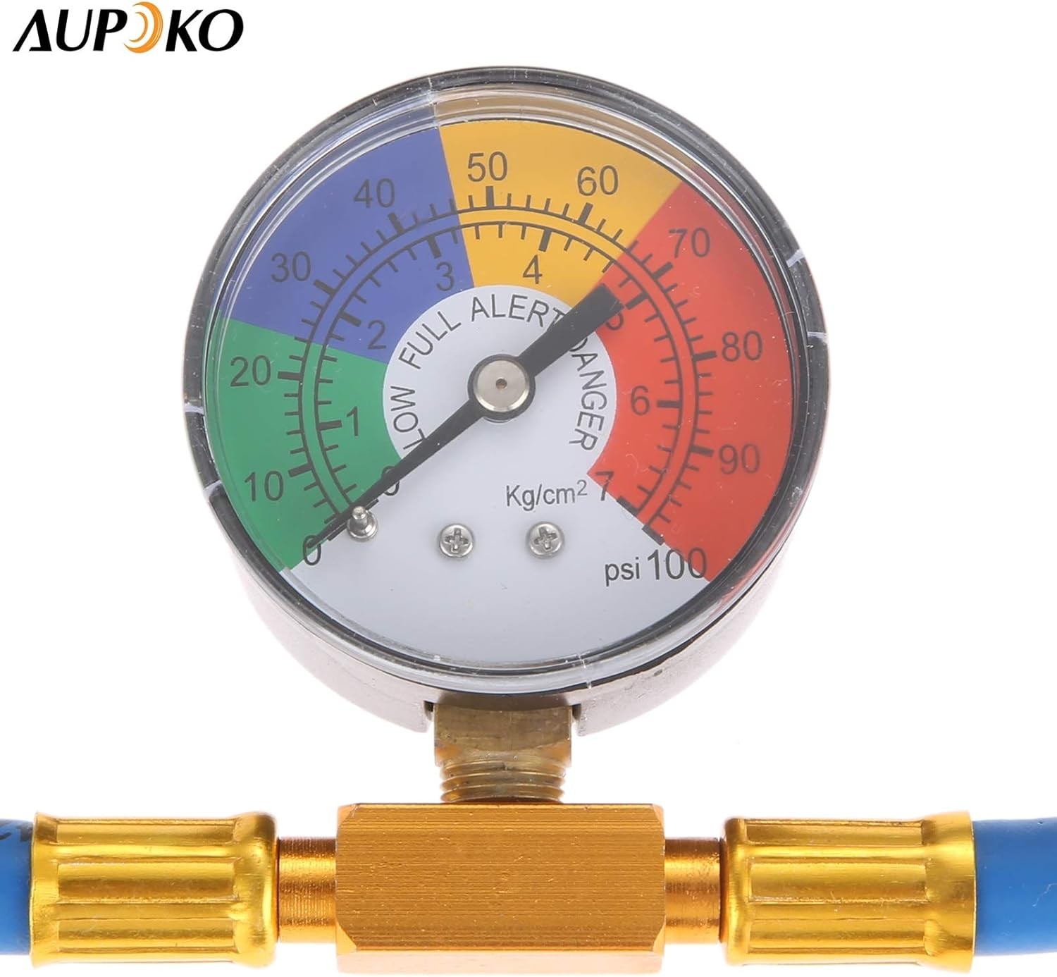 R134A AC Refrigerant Charge Hose Kit with Pressure Gauge 1/2″ Self-Sealing Valve