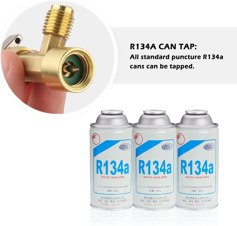 R134A Can Tap,Puncture Style AC Refrigerant Can Tap Valve with R134A Adapter Fit