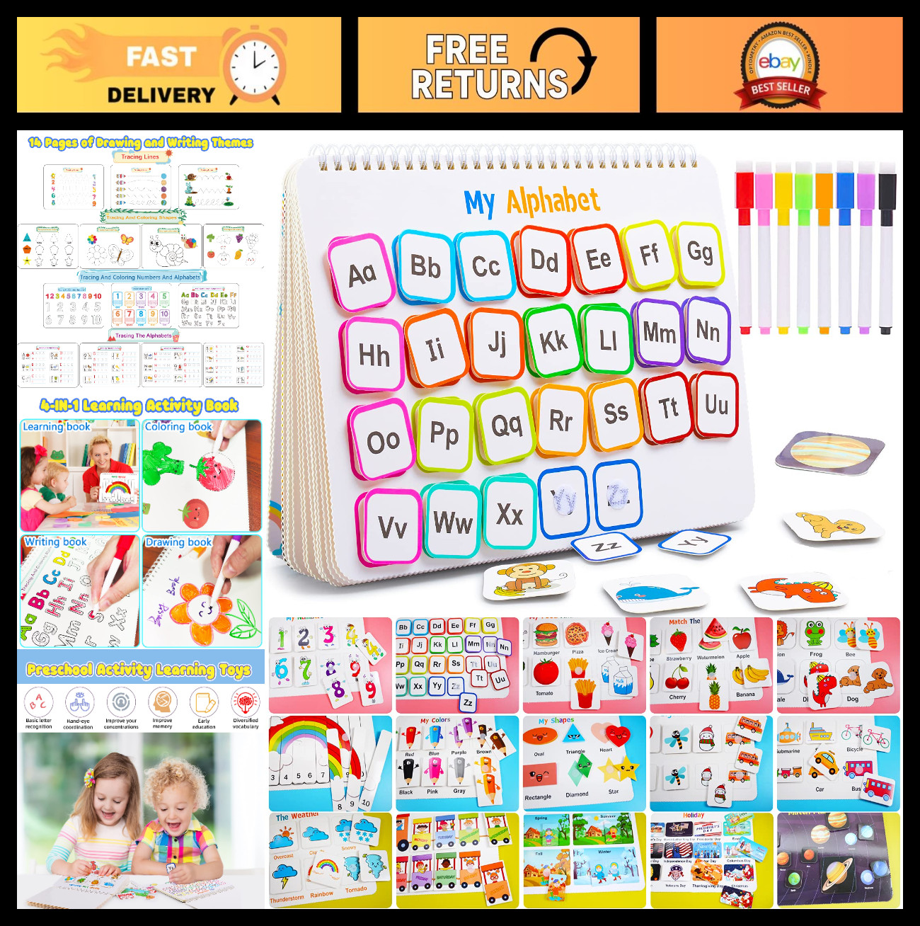 Montessori Learning Activities Busy Book – Toddler Workbook, Autism Materials &