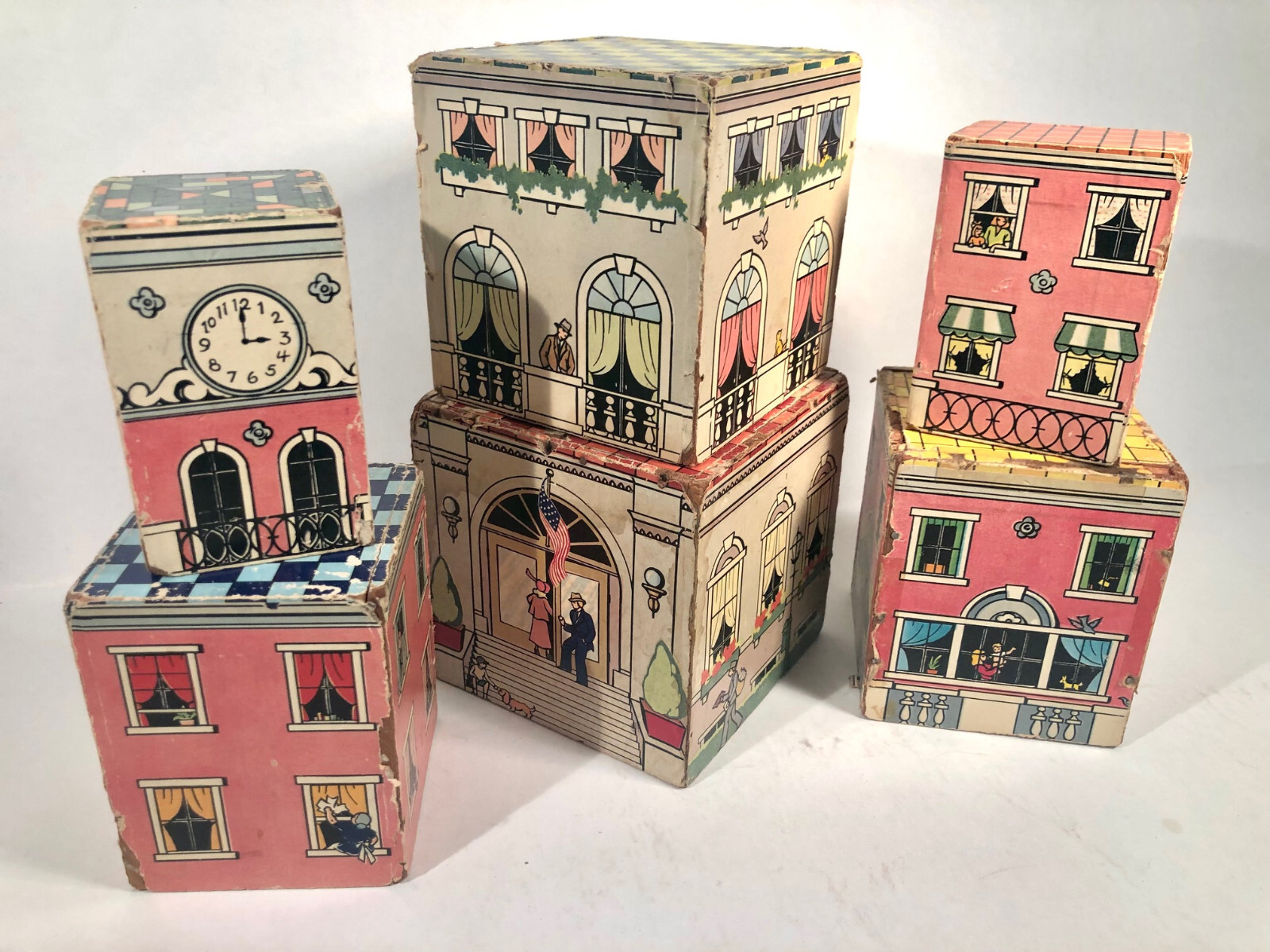 Vintage Antique set of 6 pcs. Wooden Nesting Blocks – 1949 Saml. Gabriel, NYC