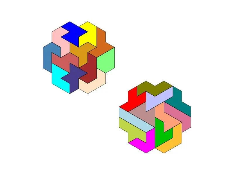 Heptiamond Puzzle with Box – 24 Unique Pieces, Double-sided Challenge