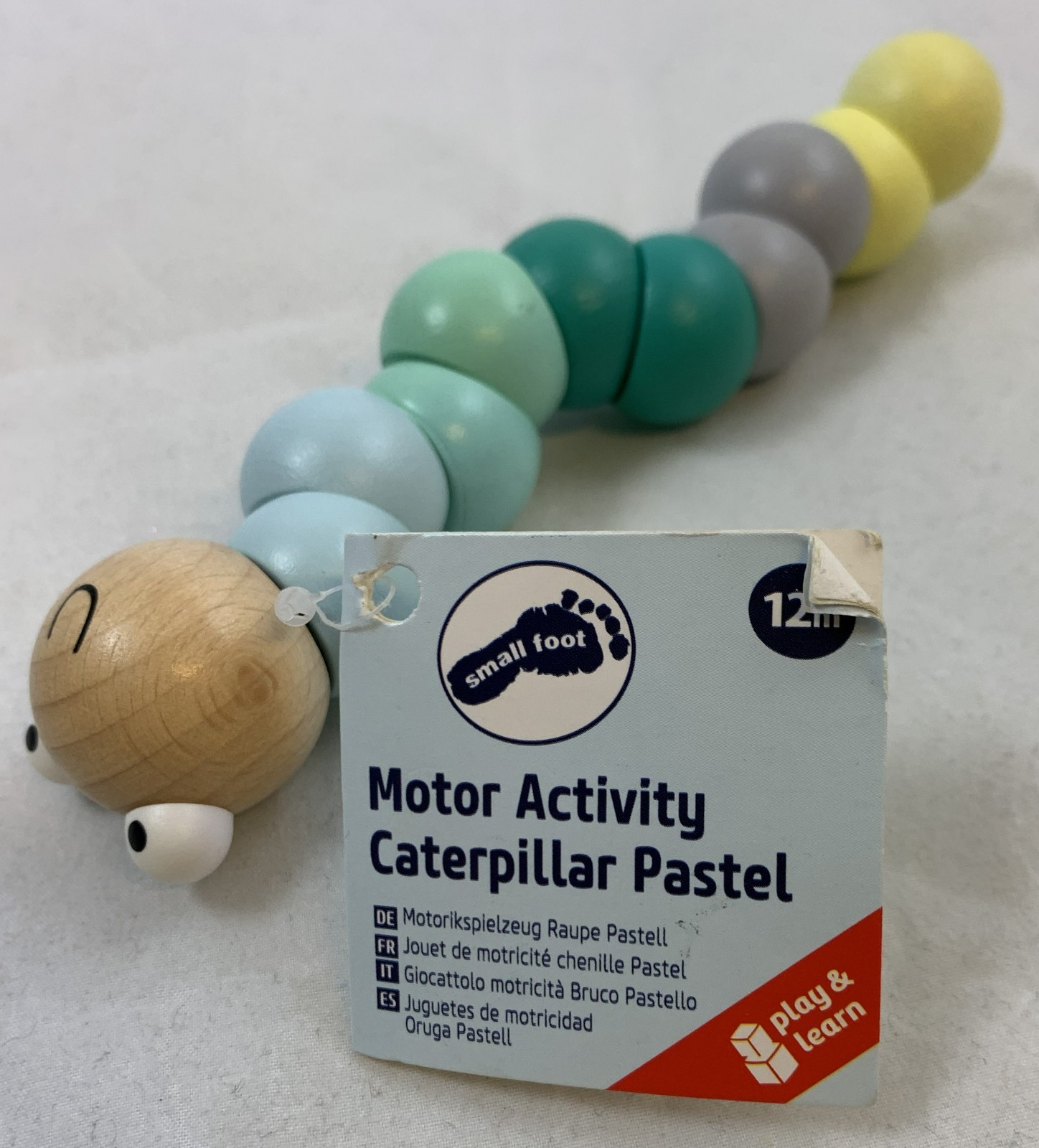 Small Foot Motor Skills Toy Caterpillar Pastel Wooden Learning Toy Portable B…