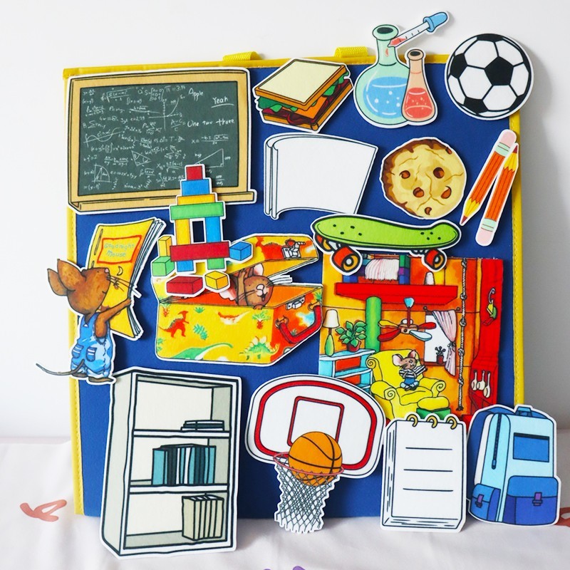 Mouse Goes to School Flannel Board Set Storytelling Felt Story Props Toy