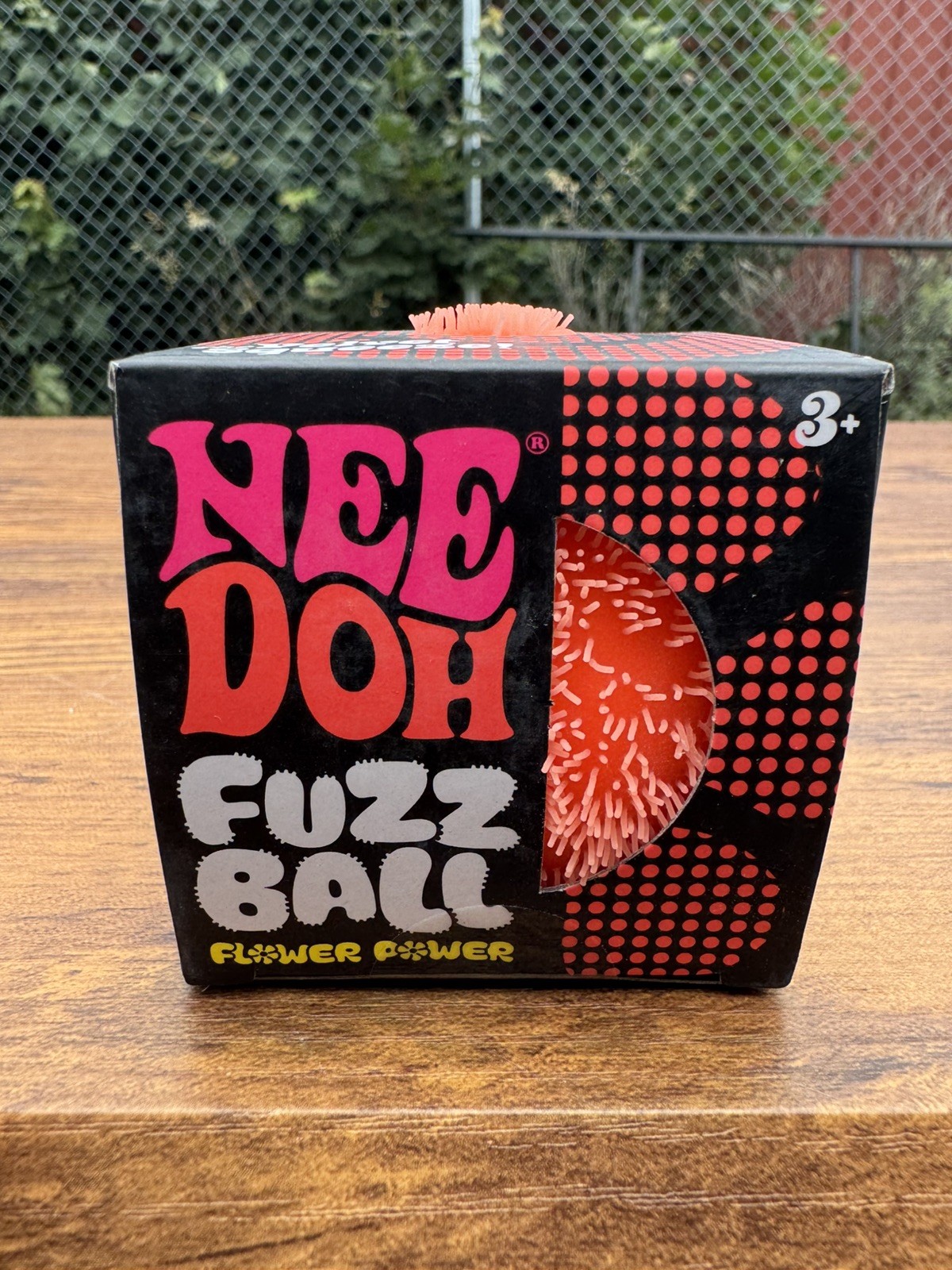 Schylling NeeDoh Fuzz Ball Flower Power Velvet Squeeze AUTHENTIC Orange Edition