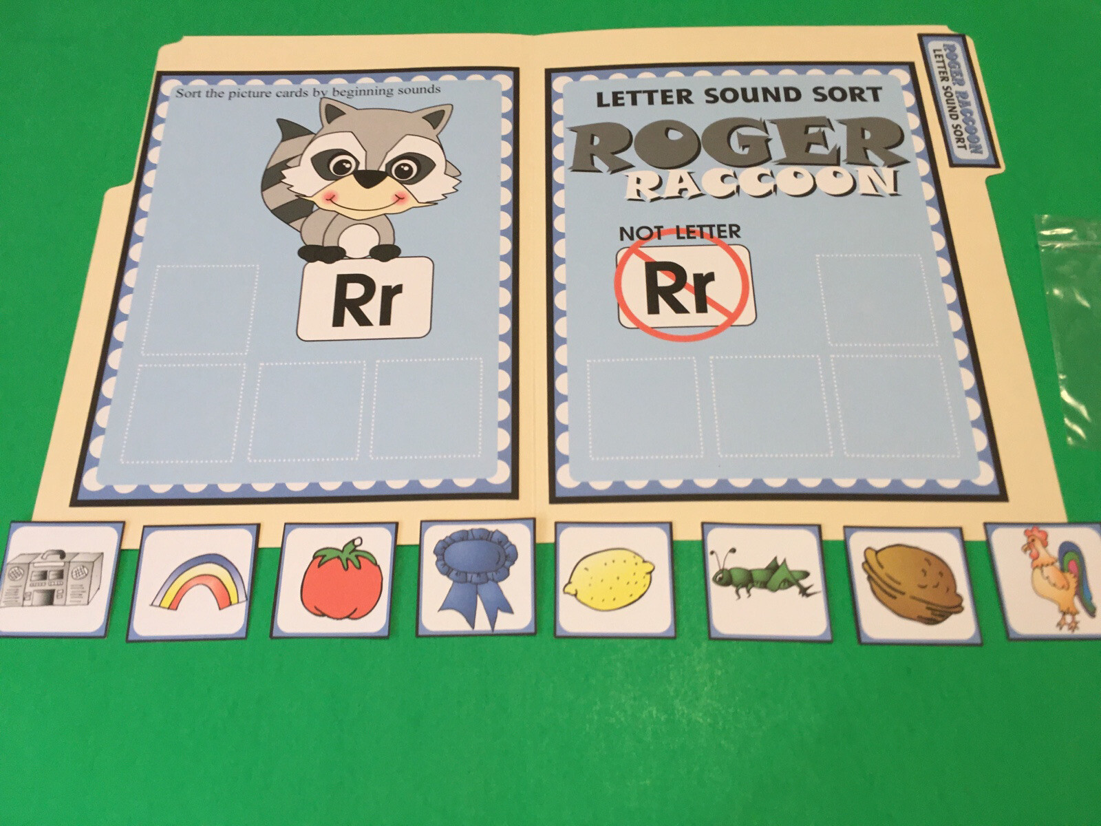 Roger Raccoon – Letter Rr – DIY File Folder game – Printed / Uncut