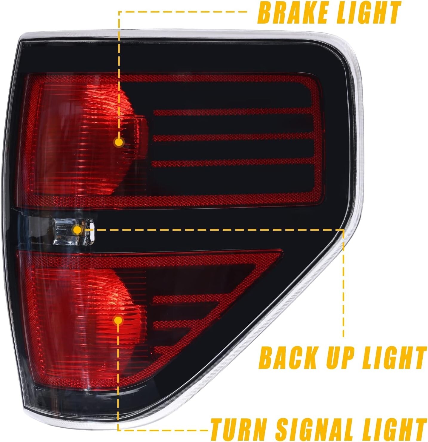 09-14 Ford F150 Tail Lights Brake Signal Red Housing Assembly Pair Black Trim