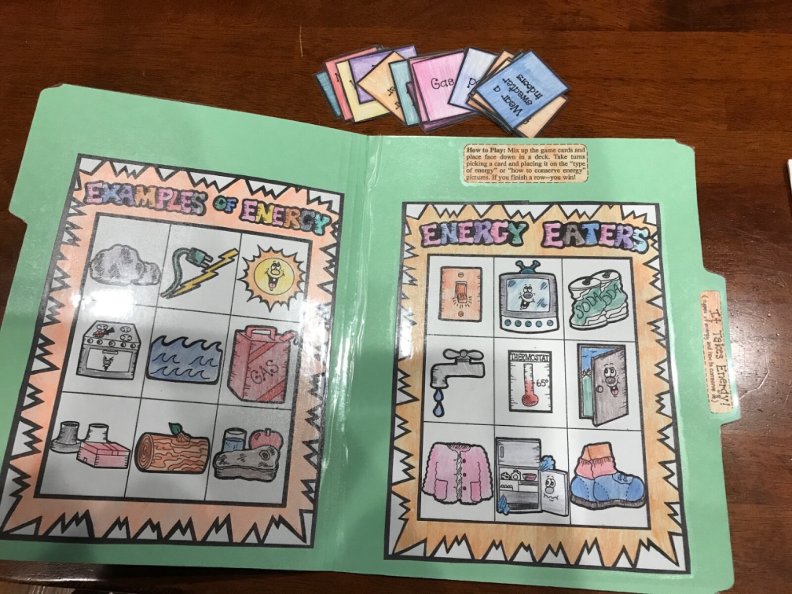 It Takes Energy! Types of energy Science grades k-4 file folder game