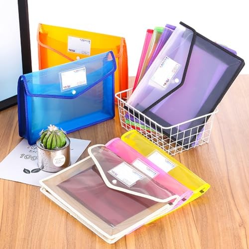 Plastic File Folder A4 Size Expandable Poly Envelopes Horizontal,10 Pack