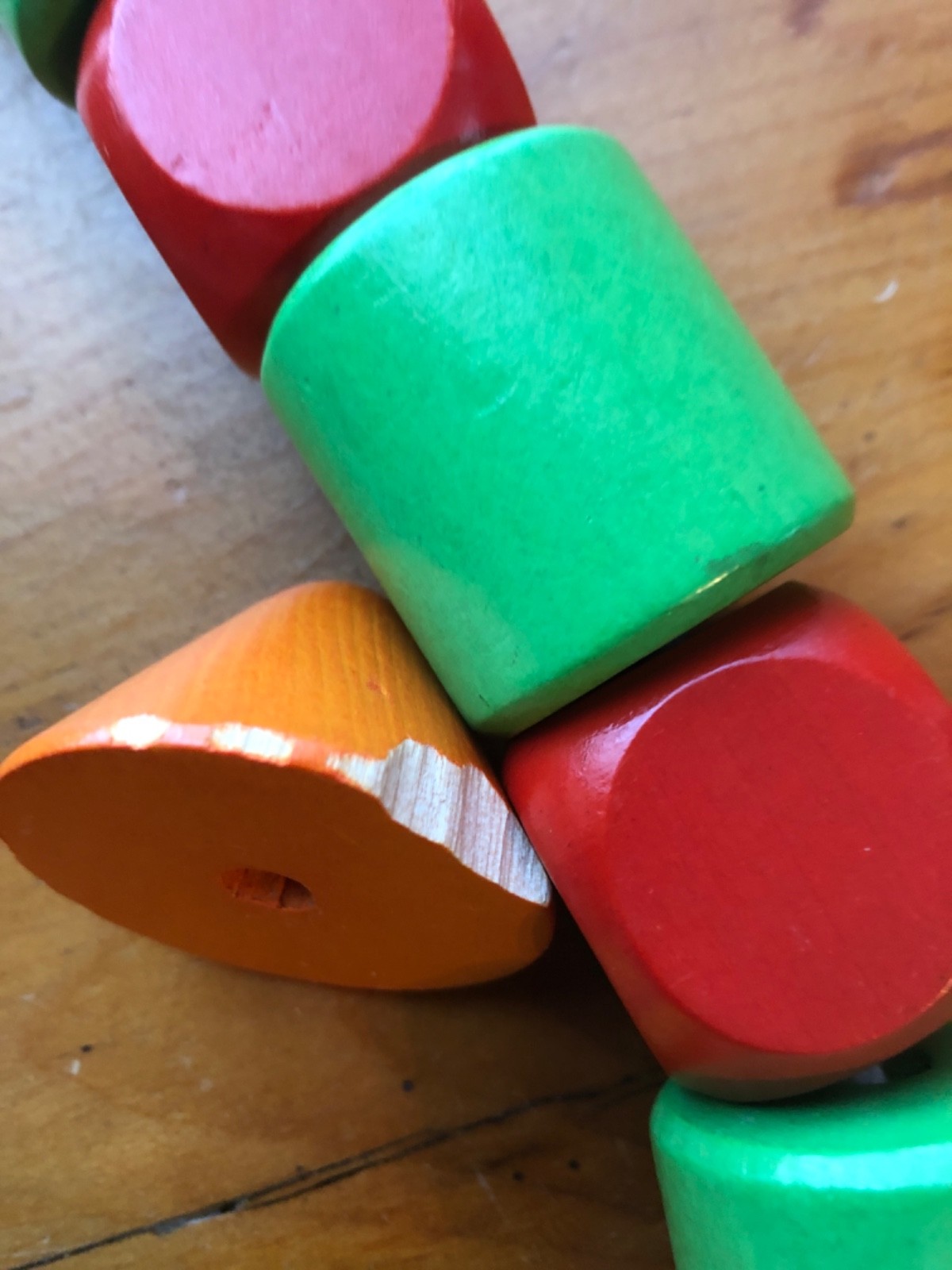 Set of 31 Jumbo Rainbo Lacing Beads Wooden Shapes Colors w/ Strings& Storage Bag