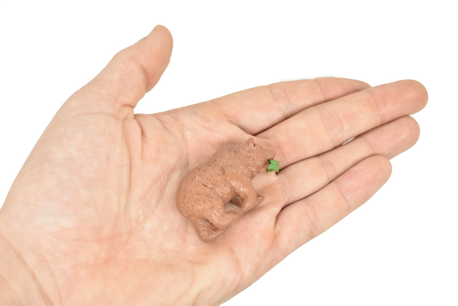Grizzly Bear, Brown Bear with Fish Realistic Small Toy Model Plastic 2″ F3528