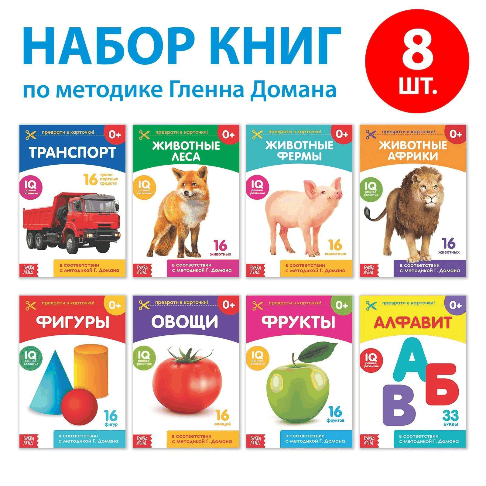 Doman Method Russian Flashcard Book Set for Learning Set 8 Topics from Farm