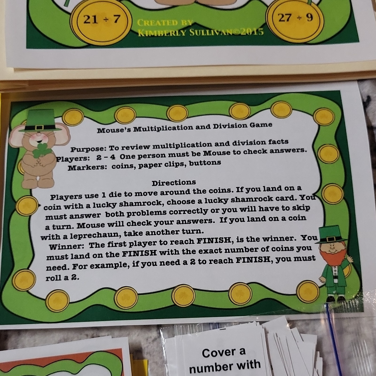 St. Patrick’s Day Math Multiplication & Division Game Set Kids