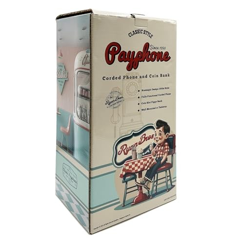 Ryan Bros. American Retro 1950’s Payphone with Coin Bank Wall-Mount Corded Red