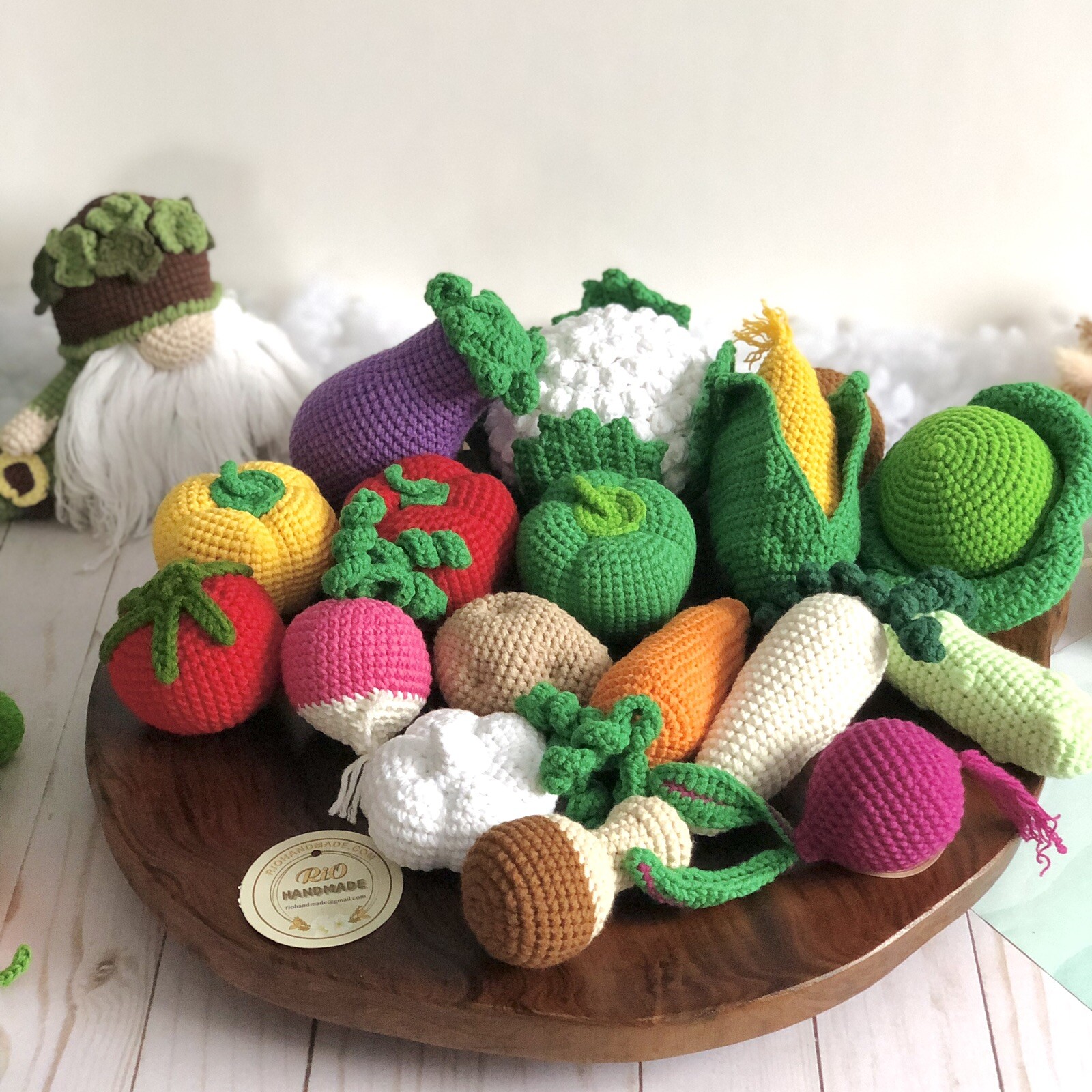 Handmade Set 10 pcs Crochet Vegetables , Fruit, Crochet Fake Food, Pretend Food