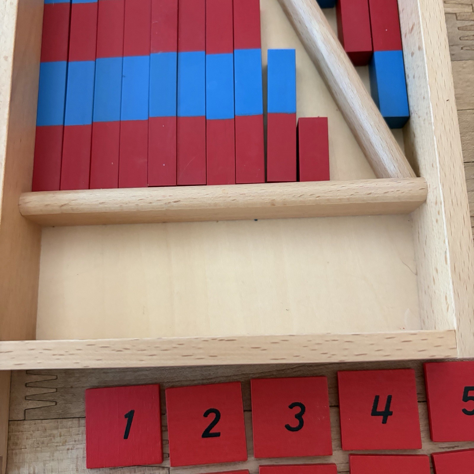 Montessori Mathematics Material Small Numerical Rods with Number Tiles Wood 1-10