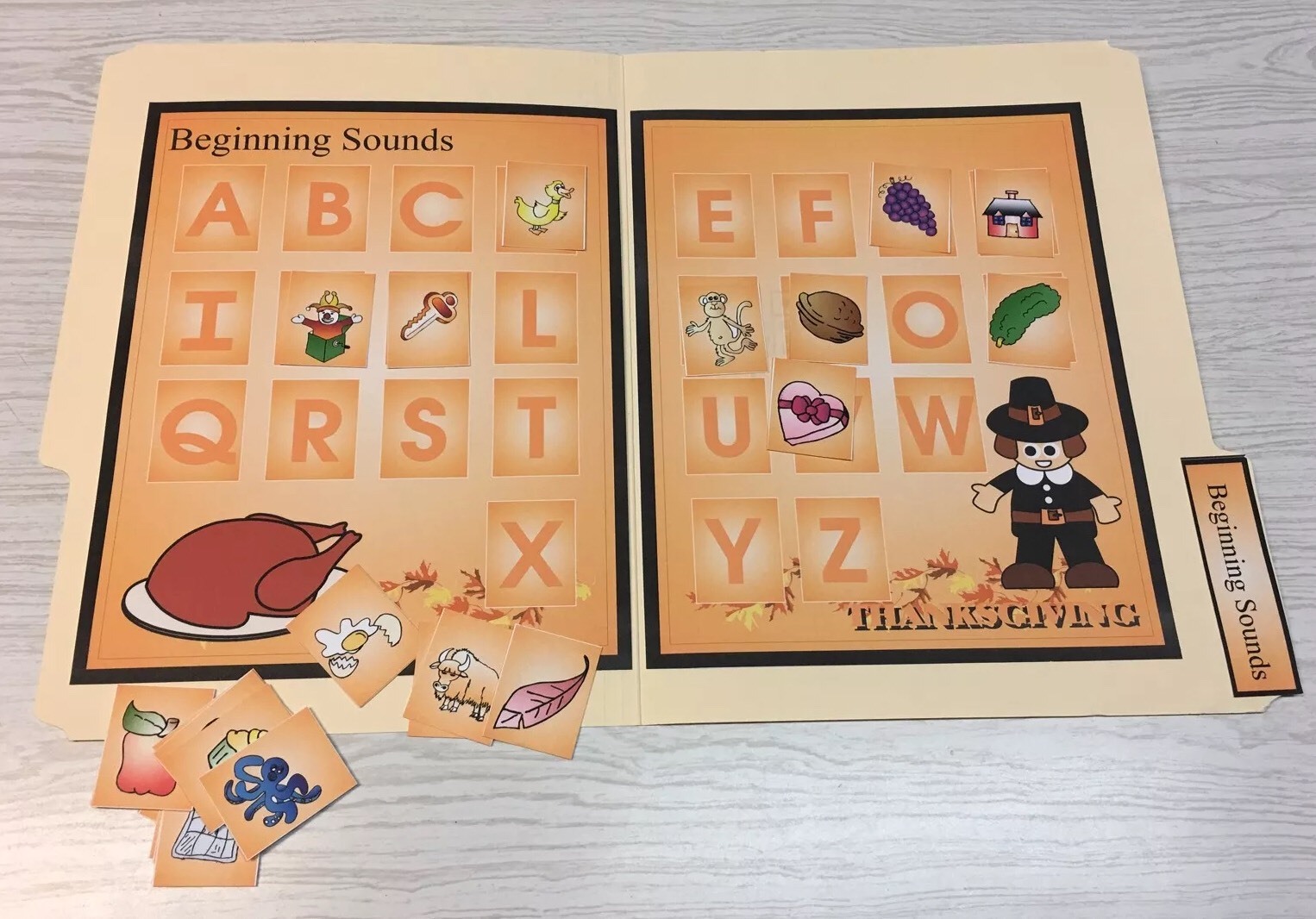Thanksgiving – File Folder Game – Activity Set – Beginning Sounds