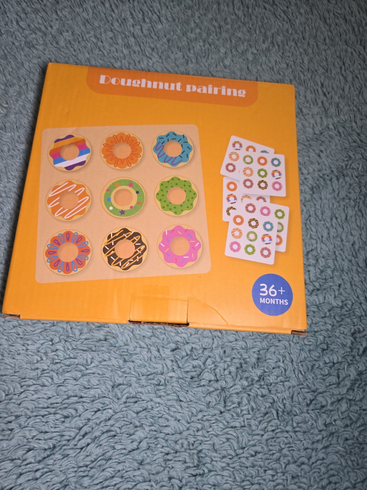 9 Pcs Wooden Donut Color Matching Puzzle for Learning, Shape Sorting Game