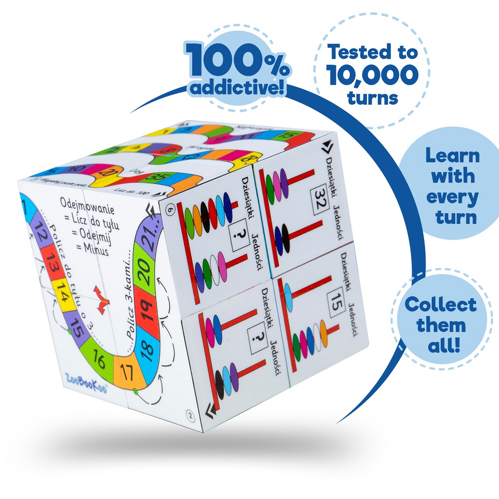 ZooBooKoo Polish Addition and Subtraction Cubebook – Fold-Out Cube
