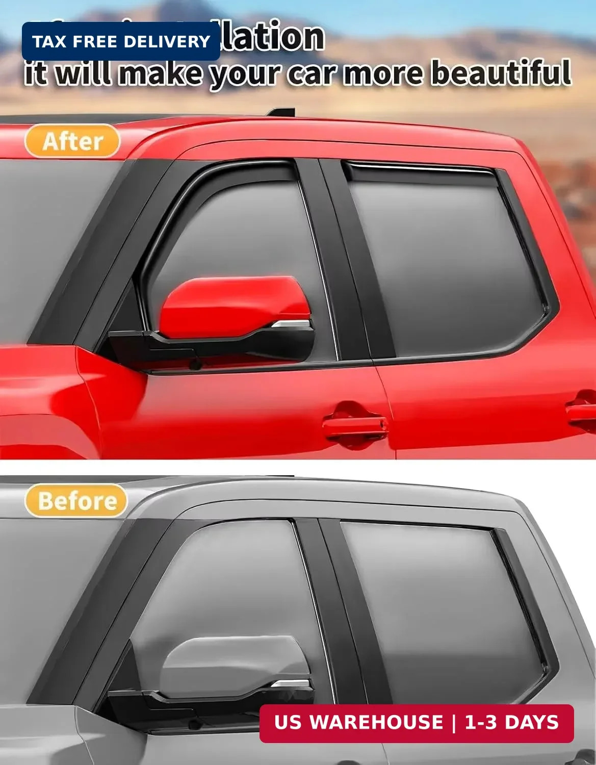 in-Channel Window Rain Guards Fit for Truck Toyota Tundra 2022 2023 2024 2025 20