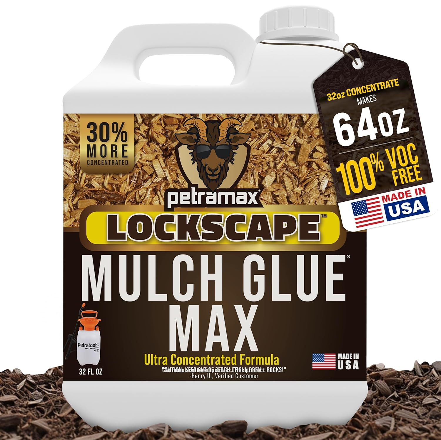 Max Lockscape Mulch Glue for Landscaping | 3X Concentrated – Pet Safe Sticky Mul