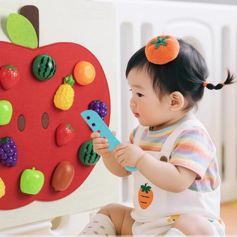1 Set Baby Felt Board Play Food Toys Wall Sticker Fruits Pretend Play Games