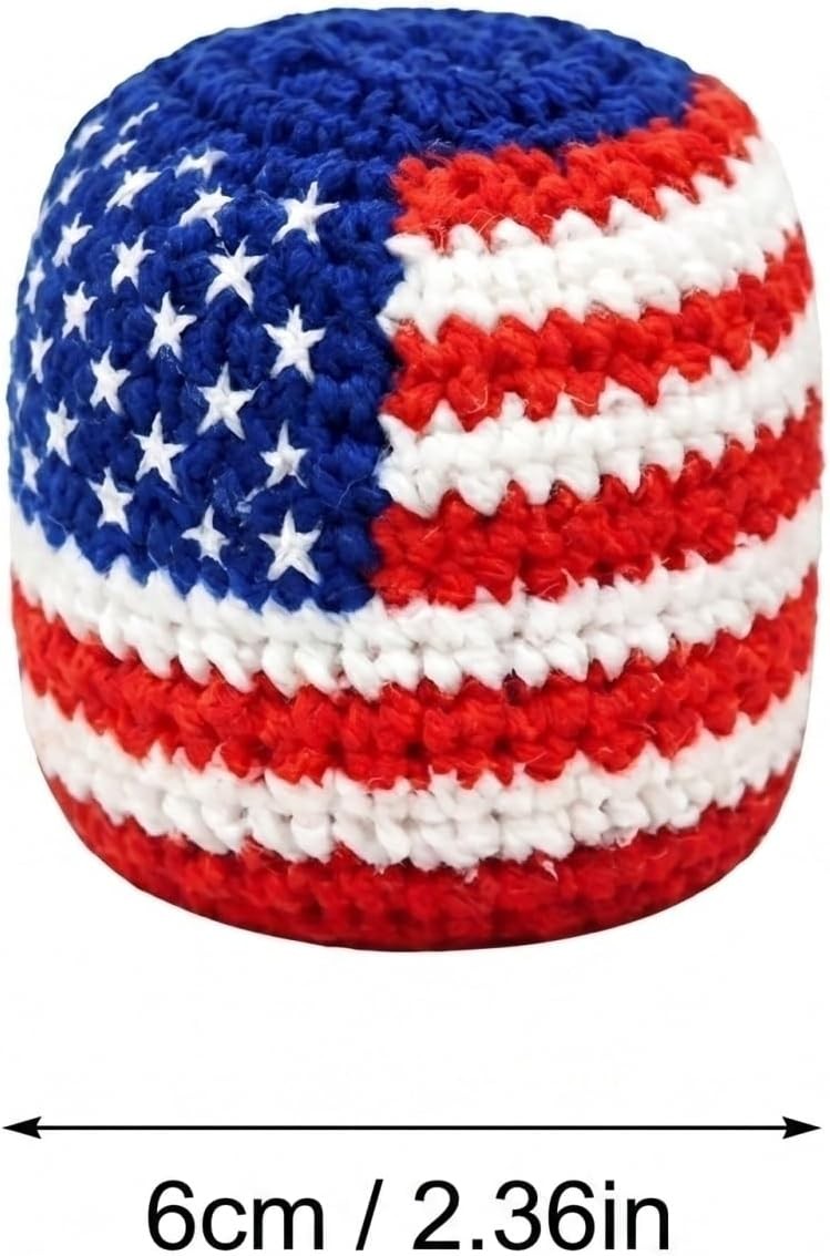 1~5x USA Flag Knitted Footbags Hackys Bag, Sacks Foot Bag Crochet Juggling Balls
