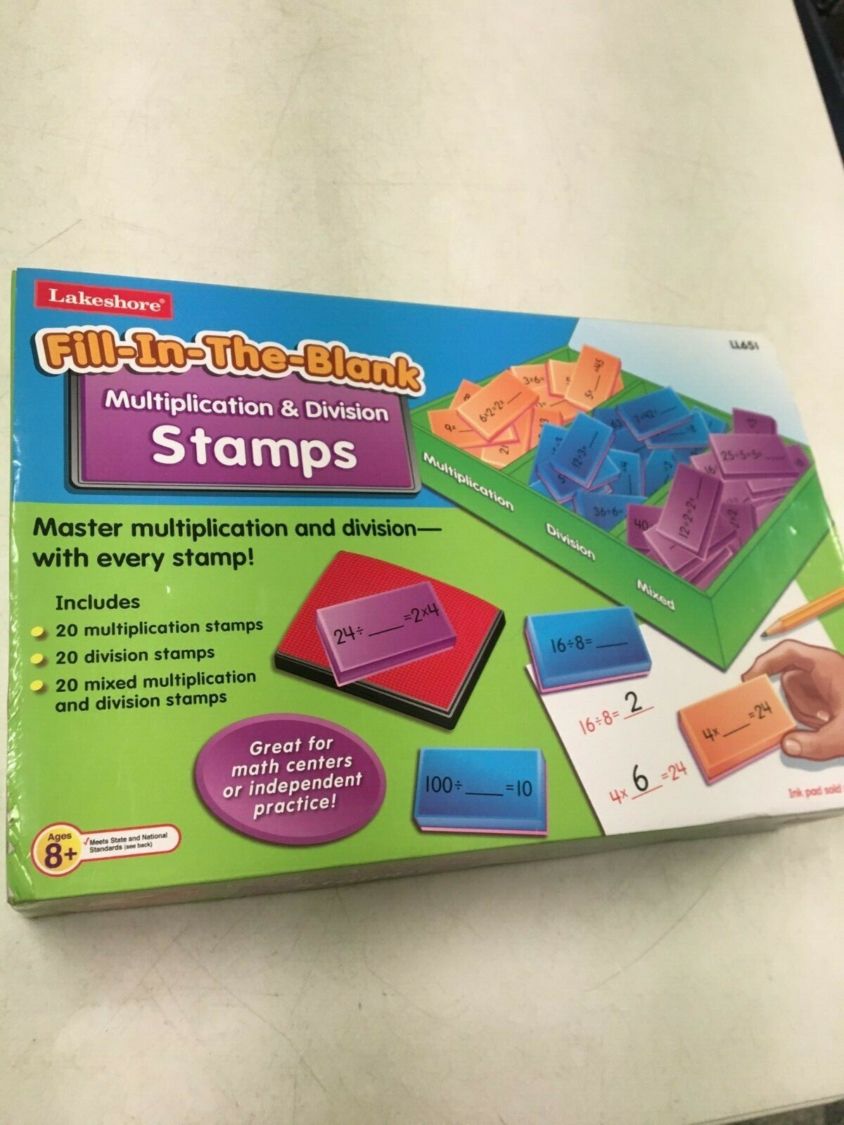 LAKESHORE EDUCATIONAL FILL IN THE BLANK MULTIPLICATION DIVISION STAMPS SET