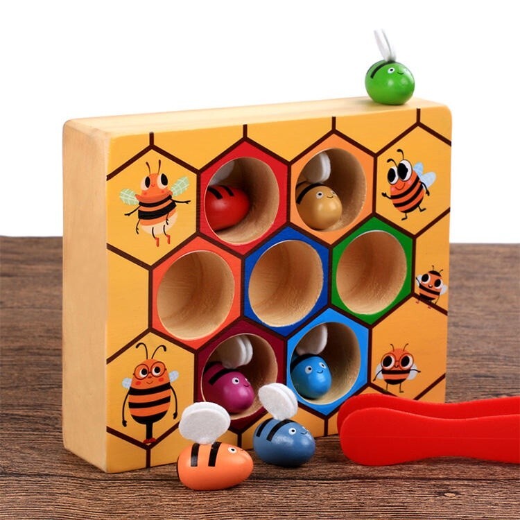 Clamp Fun Picking Catching Toy Hive Board Games Montessori Board Game WoodBeeToy