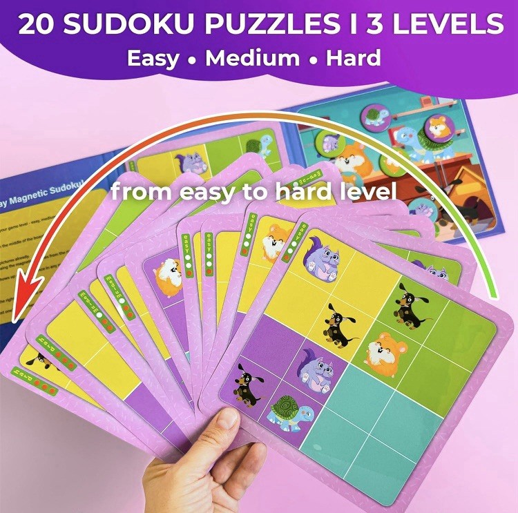NEW Magnetic Sudoku Puzzles 20 PCs 3 Levels Easy Medium Hard Educational Travel