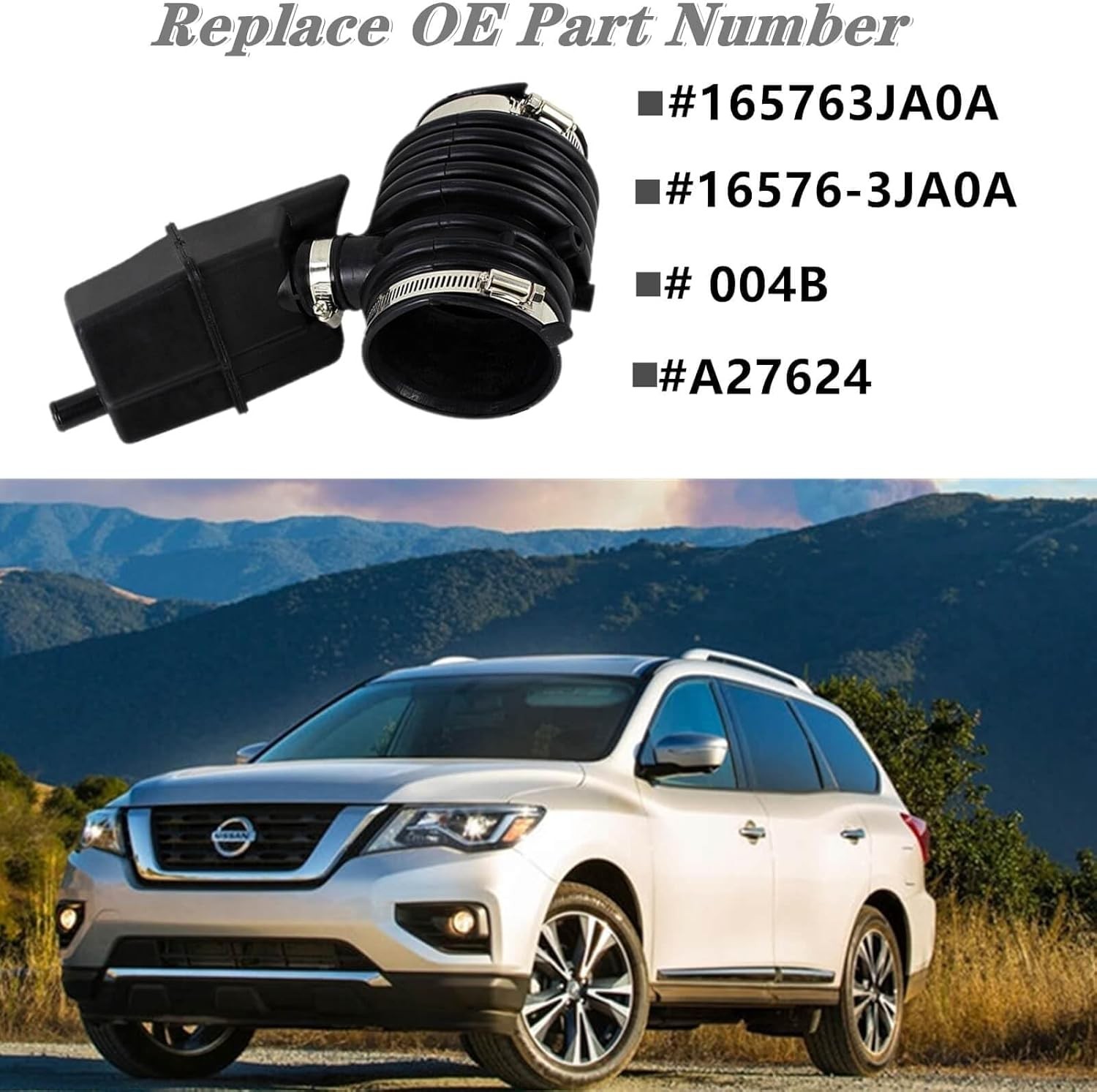 Engine Air Intake Hose 16576-3JA0A, For Nissan Murano 2015-2023 Pathfinder 2013-