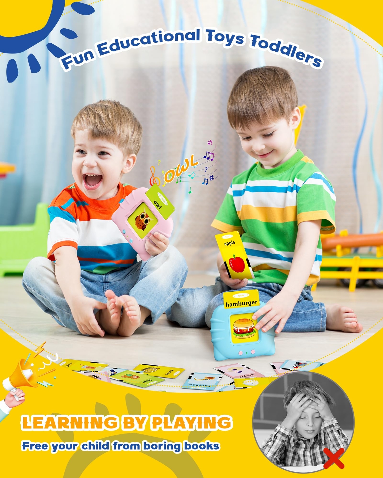 bravokids Talking Flash Cards Toddler Toys, Preschool Educational Sensory Toys w