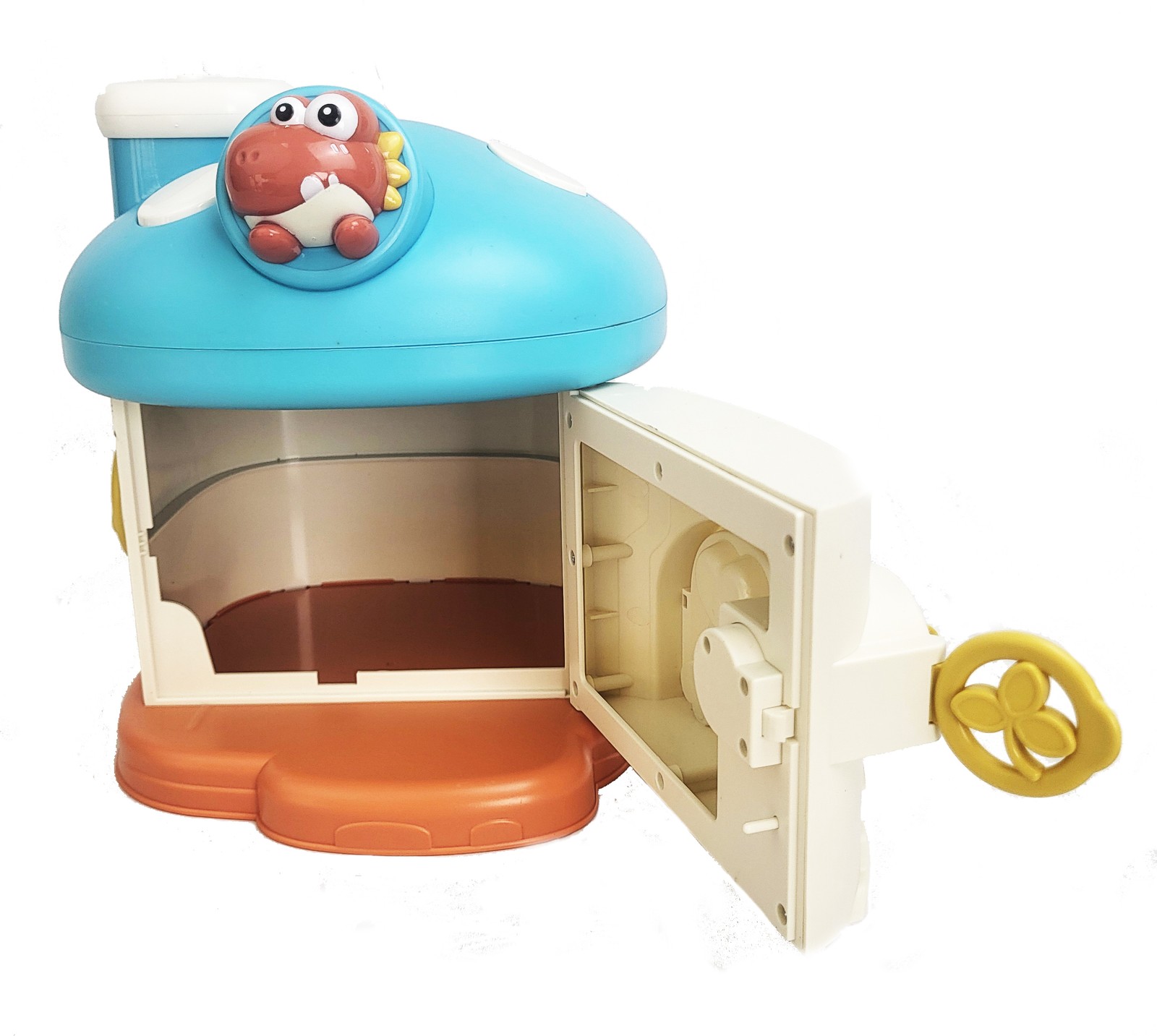 Whimsical Mushroom Piggy Bank Variation Listing with Secure Lock and Keys