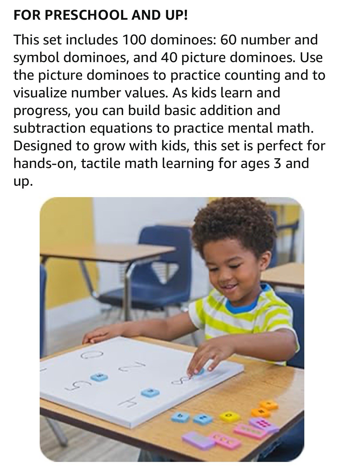 Educational Insights -60 Symbol & 40 Pictures Math Dominoes Add & Subtraction