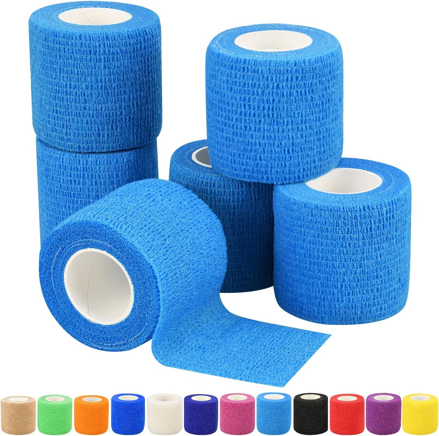 1″/2″/3″/4″ Self Adhesive Bandage Wraps, 6/12/24/48 Pack Vet Wraps, 12 Colors to