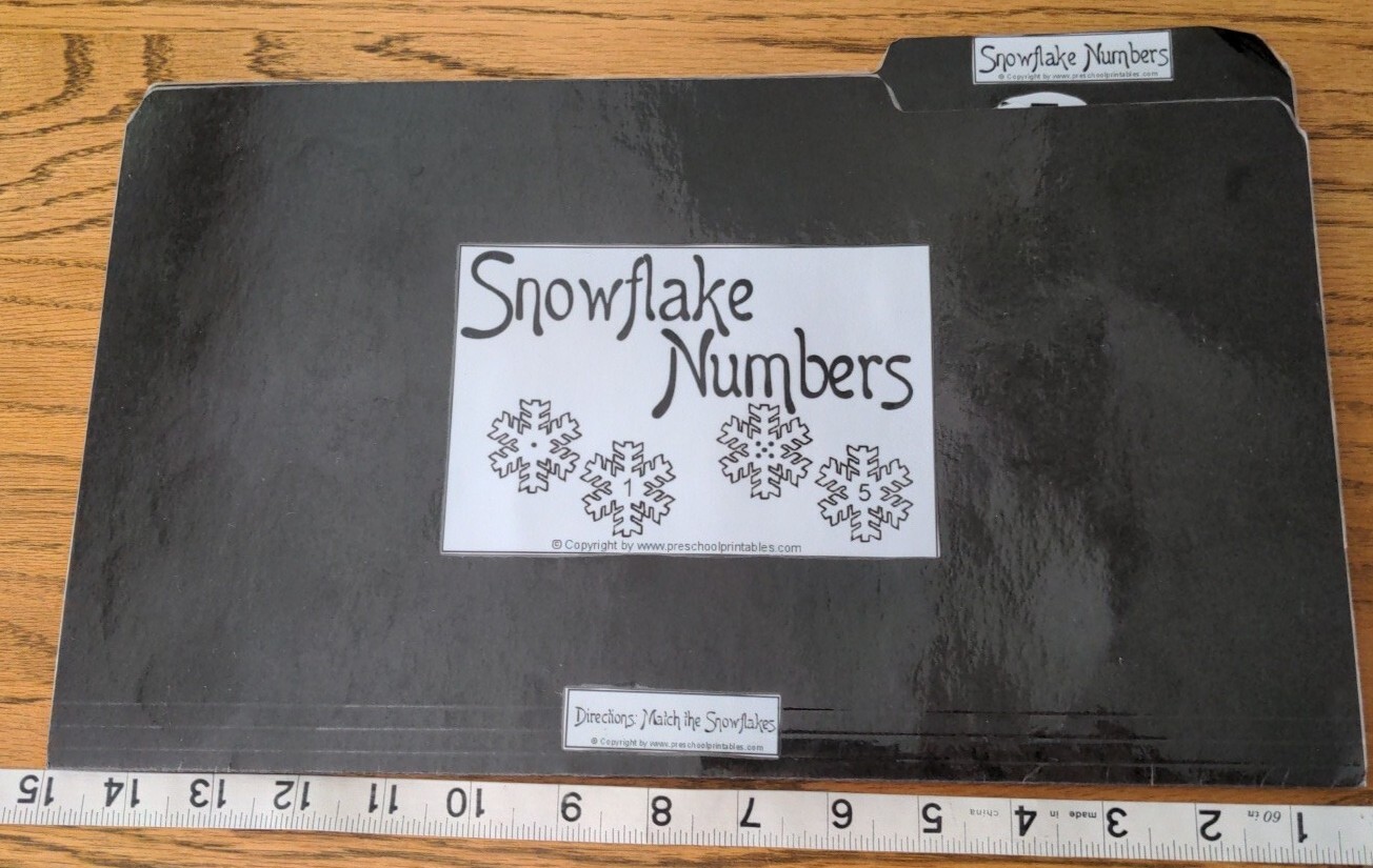 Snowflake Numbers Early Childhood Counting File folder game Math Readiness Mint