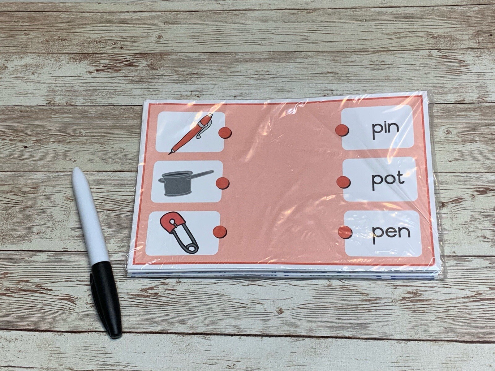 Busy bag – Write & Wipe Activity Set – Matching Words CVC Words – Learning