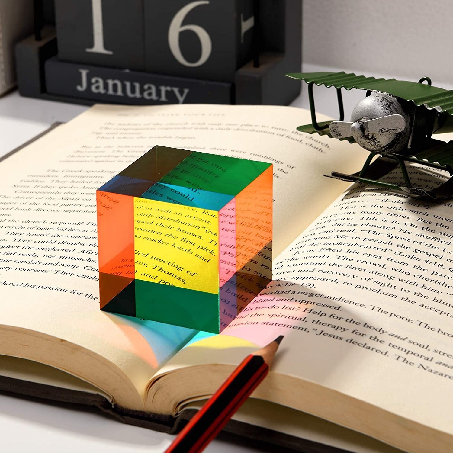 Cubo de colores para mezclar, prisma cúbico de vidrio acrílico de 1,6 pulgadas