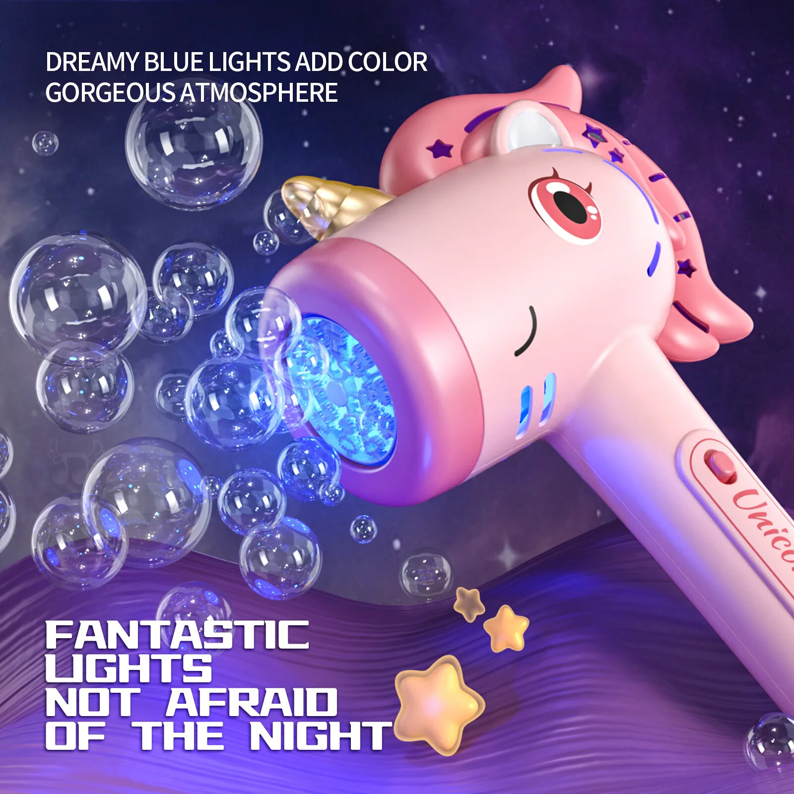 Unicorn Automatic Bubble Maker Gun for Girls Princess Cute Summer Toy Gift