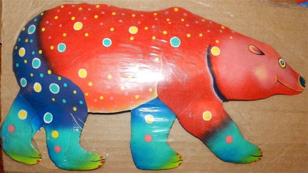 Bear Metal Wall Art Colorful Whimsical 7.5×12.5″ New